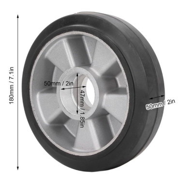 Pezzi di Ricambio transpallet-TYMBIA-Ruota rotante per transpallet di gomma, 180x50mm, asse 20 mm