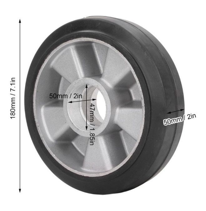 Ersatzteile palettenwagen-TYMBIA-Drehrad für palettenwagen kautschuk, 180x50mm, 20mm welle