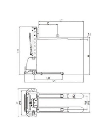 Impilatore autoportante-impilatore in tymbia-autoportante 500 kg a 1300 mm 12V / 45Ah