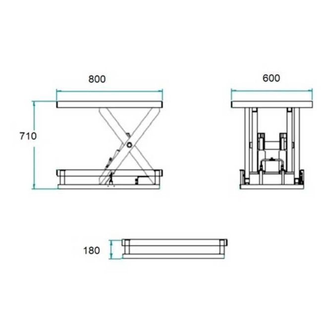 Tables électriques--Table élévatrice électrique 1000kg à 720mm de 800x600mm