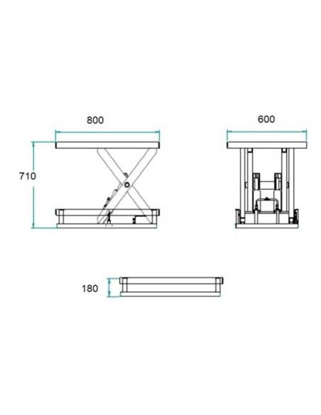Tables électriques--Table élévatrice électrique 1000kg à 720mm de 800x600mm