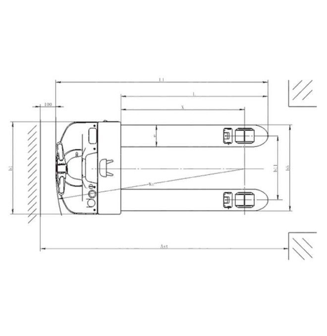 Transpallet al litio 2000kg - Batteria da 24 V / 150Ah - Forks 2000mm