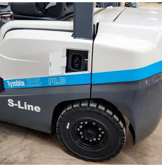 Chariots Élévateurs-TYMBIA-Chariot élévateur Lithium 2500kg, mât triplex A 4700mm - batterie au lithium 80v / 205Ah
