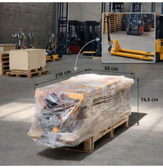 Manuelle Tymbie-Pack 6UDS Transparents - Transphase manuelle de 2500 kg - roues de polyuréthane - 1150x550 mm (la route est livr