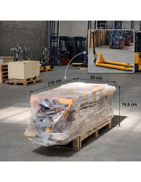 Pack 6Uds - Transpaleta Manual 2500 kg – Ruedas Goma– 1150x550 mm (se entrega con timón desmontado)
