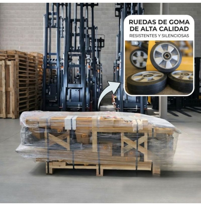 Pack 6Uds - Transpaleta Manual 2500 kg – Ruedas Goma– 1150x550 mm (se entrega con timón desmontado)