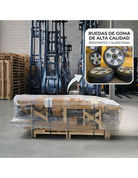 Pack 6Uds - Transpaleta Manual 2500 kg – Ruedas Goma– 1150x550 mm (se entrega con timón desmontado)