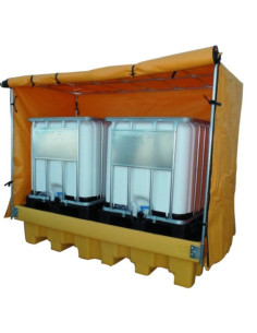 Cubeta 2 réservoirs de 1 000 litres avec grille et auvent