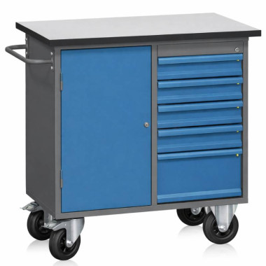 Working banks and tool holders-Tymbia-Workbench with wardrobe, drawers and wheels