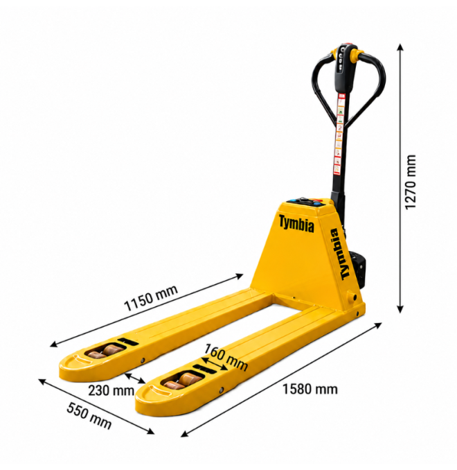 Transpaletas Eléctricas-TYMBIA-Transpaleta Litio 1500kg - 48V/10Ah - 550x1150mm