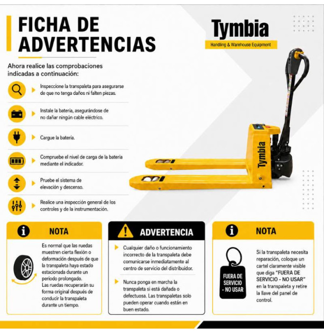 Transpalettes Électriques-TYMBIA-Transpalette au lithium 2000kg - 48V / 10AH - 550x1150mm