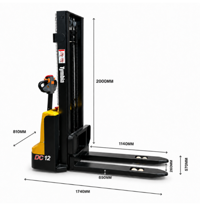Electric Stackers-TYMBIA-Electric stacker 1200kg at 3000mm - 24V / 100Ah