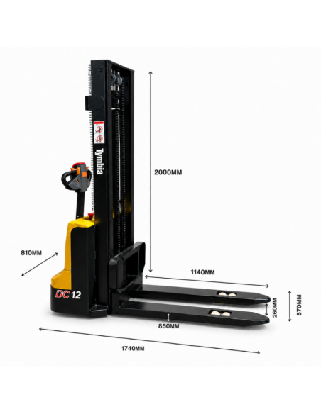Electric Stackers-TYMBIA-Electric stacker 1200kg at 3000mm - 24V / 100Ah