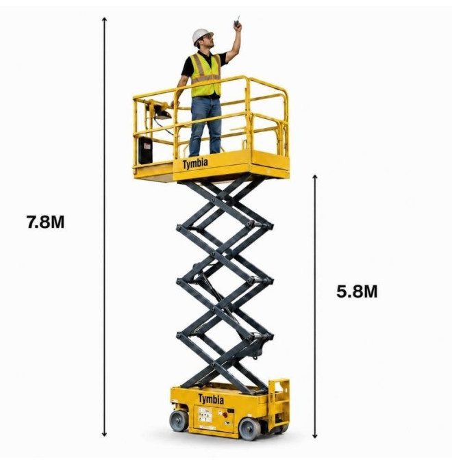 Plataformas de Tesoura-TYMBIA-Plataforma elevatória de tesouras elétricas do trabalho de 7,8m - 230kg