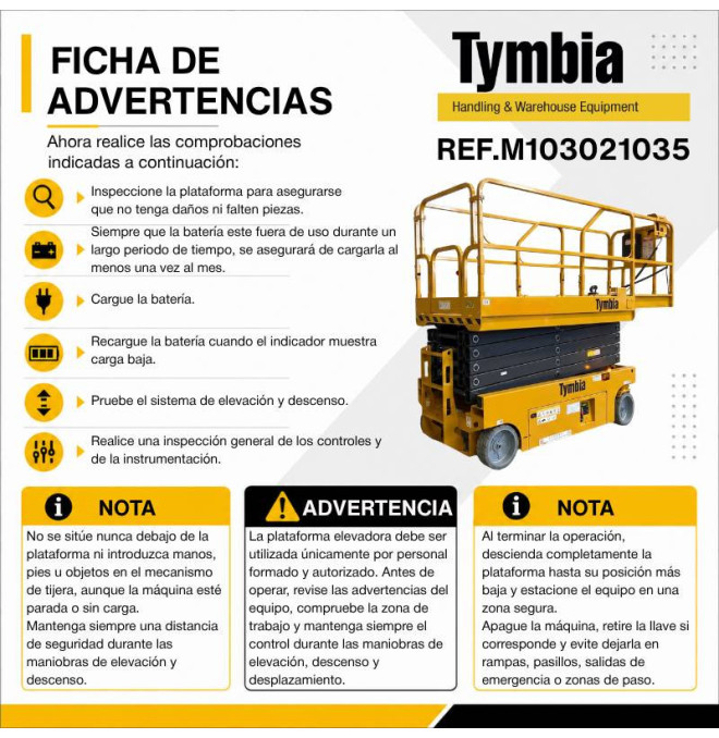 Scherenplattformen-TYMBIA-Hebebühne der elektrischen Schere 12m Arbeit - 320kg