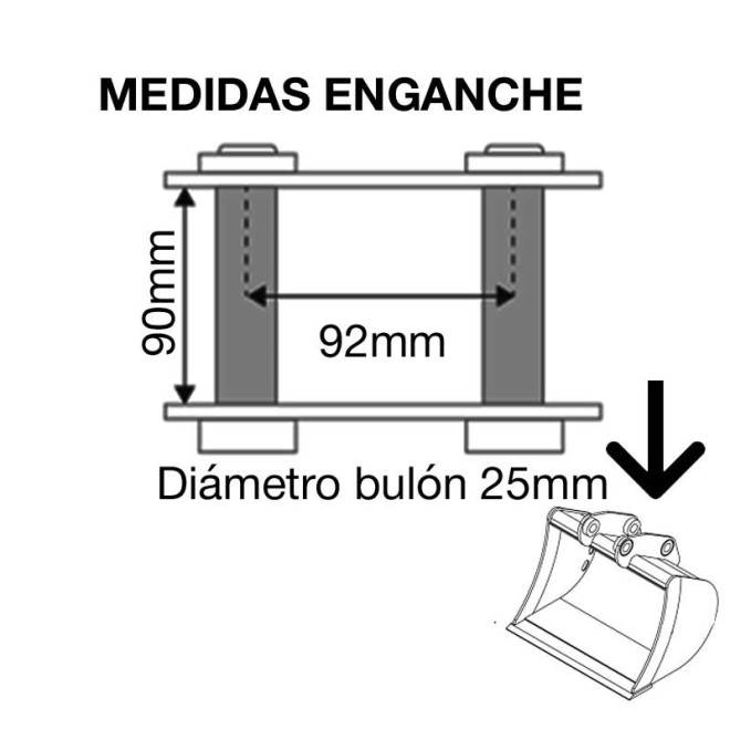 Cucharón pala 800mm miniexcavadora hasta 1800kg