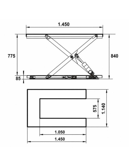 Home-TYMBIA-Electric lifting table 1000kg to 840mm 1450x1140mm (U-U)