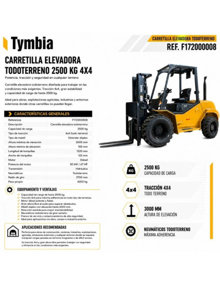 Chariot élévateur tout terrain 2500 kg 4x4