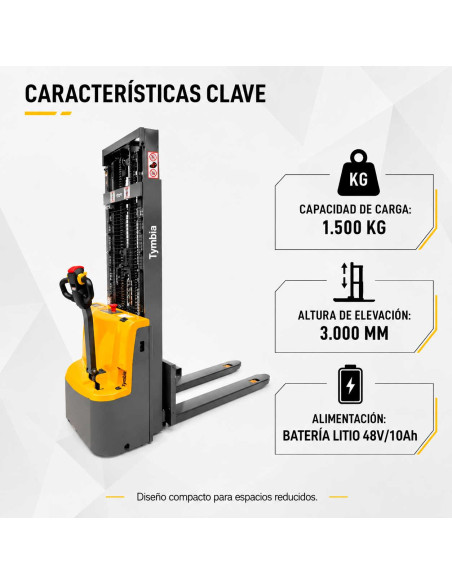 Gerbeur électrique 1500 kg à 3000mm 24v / 105Ah