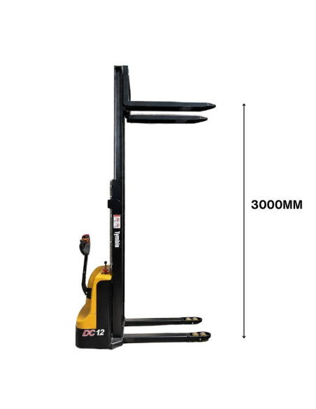 Electric stacker 1200kg at 3000mm - 24V / 100Ah
