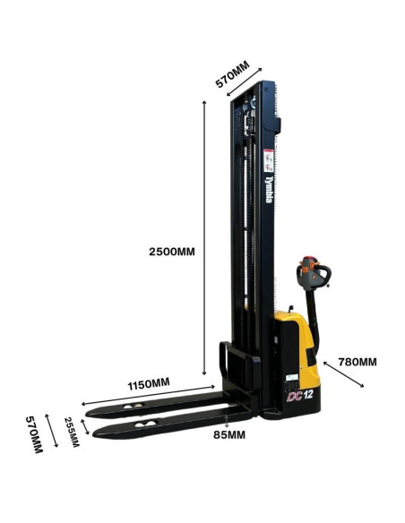 Electric stacker 1200kg at 4000mm - 24V / 100Ah