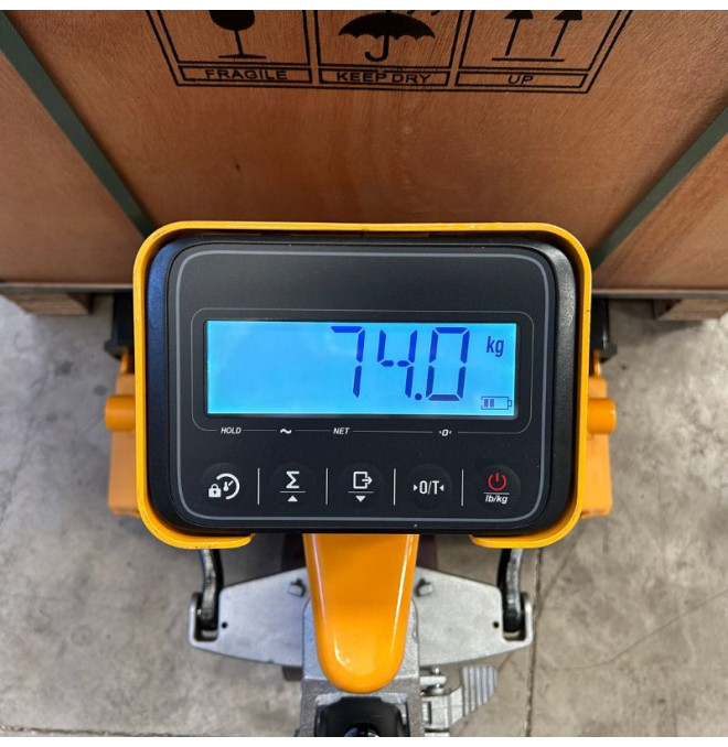 Pesando porta-paletes de 2500 kg, sem impressora. Controle de carga preciso