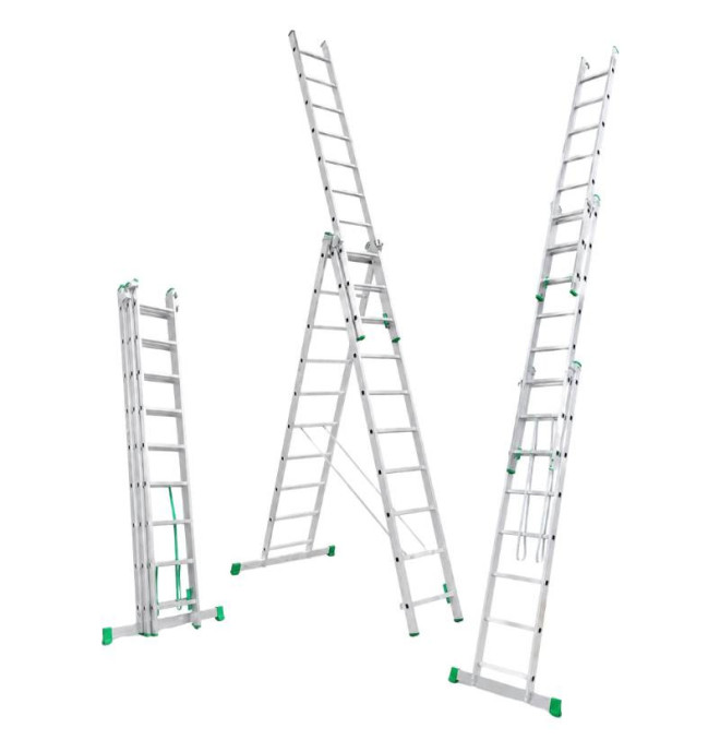 3-section aluminum ladder, 9+9+9