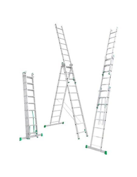 Scala in alluminio a 3 sezioni 9+9+9
