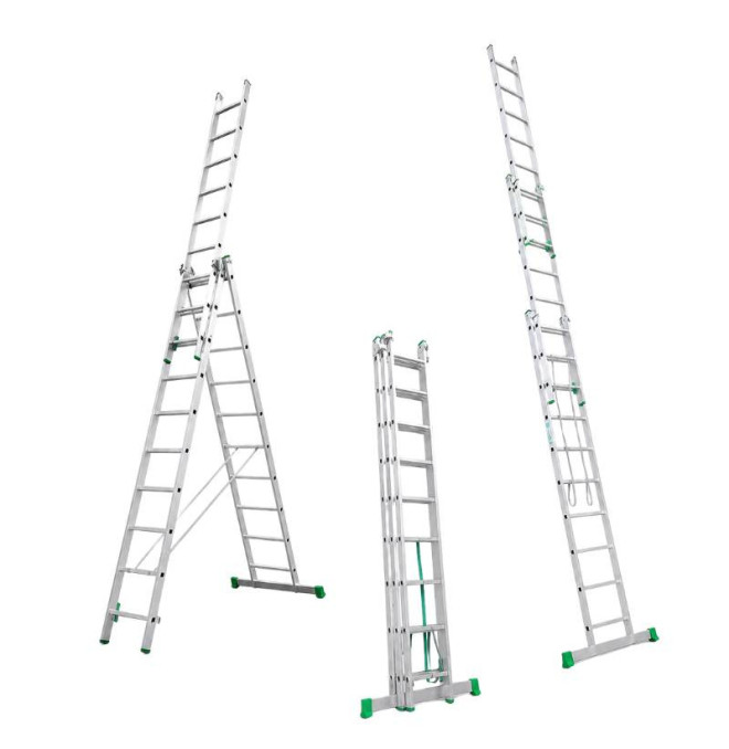 3-section aluminum ladder, 10+10+10