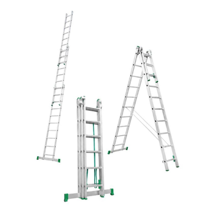 Scala in alluminio a 3 rampe 14+14+14
