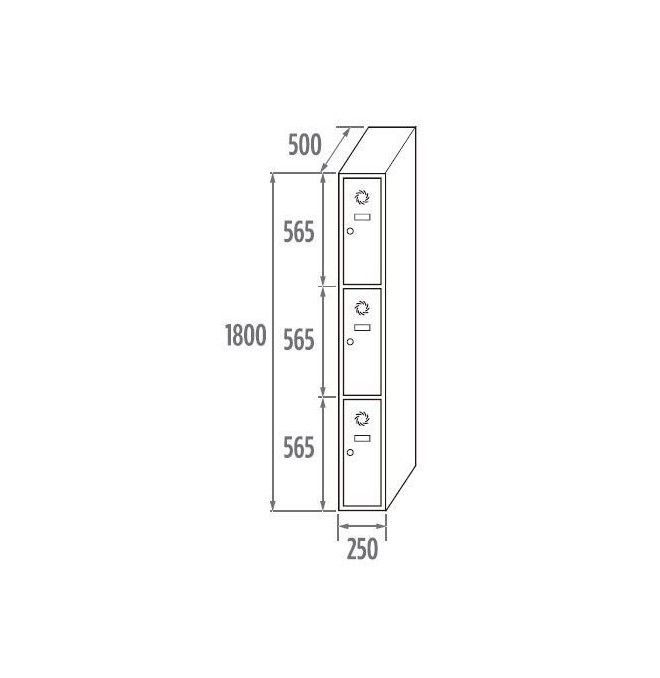 Lockers..-MEGABLOK-Locker Initial 3 doors 250/300/400mm