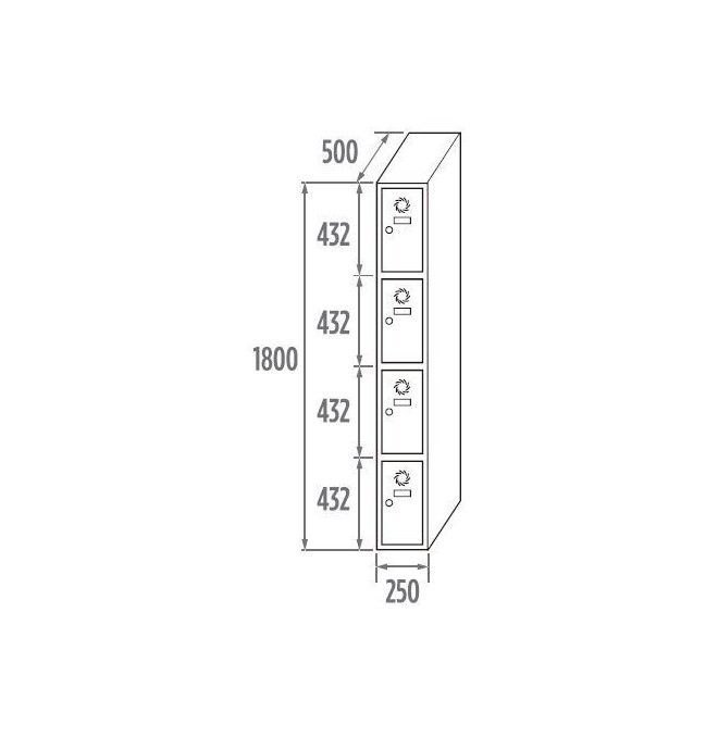 Lockers..-MEGABLOK-Locker Initial 4 doors 250/300/400mm