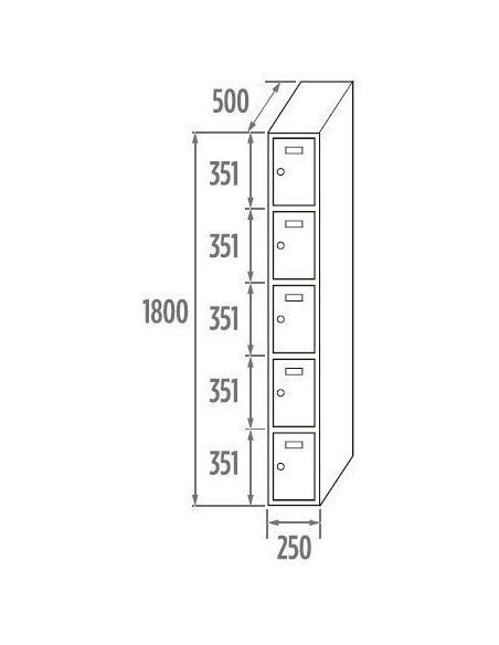 Lockers..-MEGABLOK-Locker Initial 5 doors 250/300/400mm