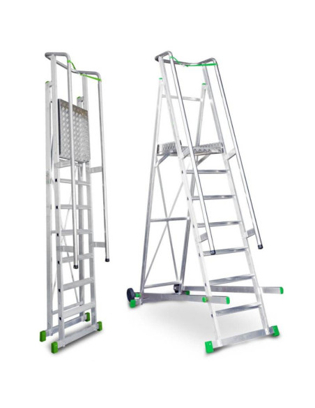 Scala Magazzino con piattaforma e ruote: 8 gradini