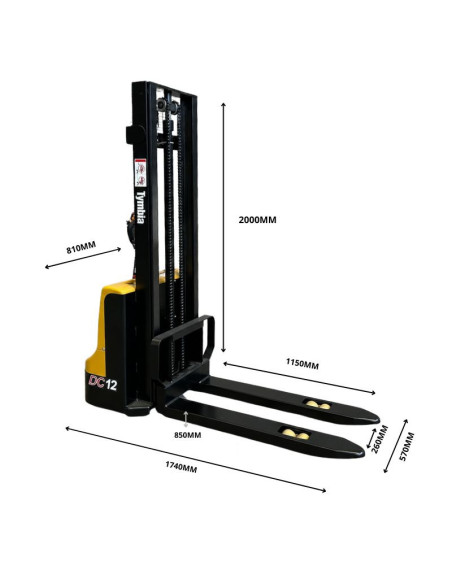 Gerbeur électrique 1200 kg à 3000mm lithium 24v / 60ah TYMBIA