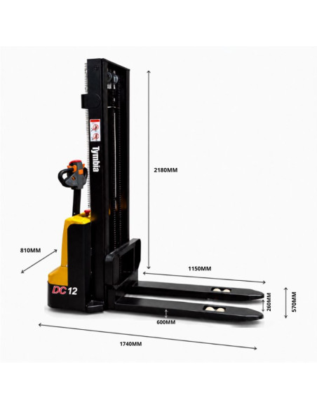 Gerbeur électrique 1200 kg à 3500mm lithium 24v / 60ah TYMBIA