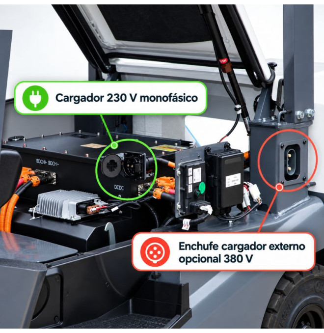 Carretilla elevadora litio 1800kg, mástil tríplex a 4700mm - Bateria litio 80V/205Ah