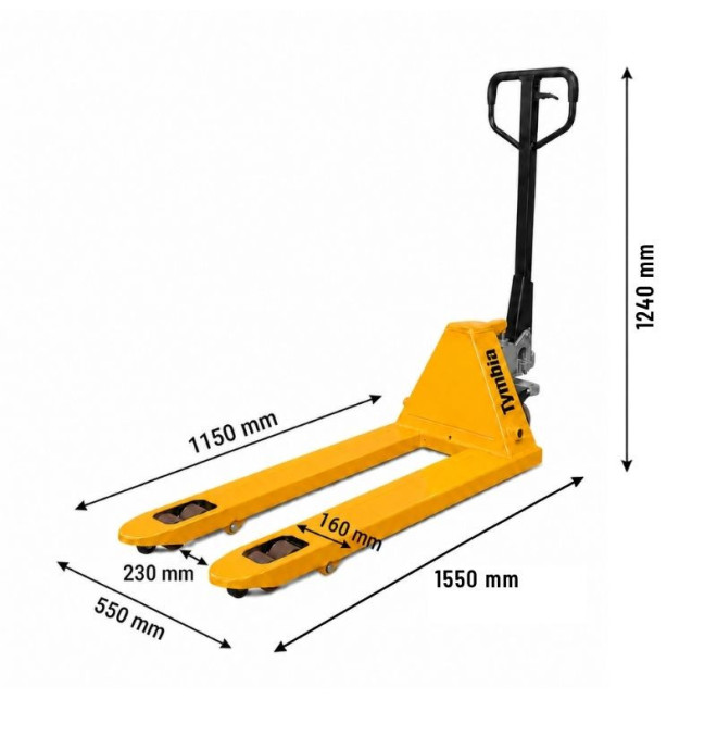 Transpaleta manual de 2500kg  - 1150x550mm - Ruedas de poliuretano