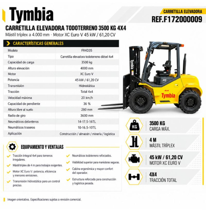 Geländestapler 3500kg 4x4 TYMBIA