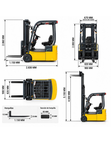 Gabelstapler Lithium 1200kg, Triplex Mast bis 4500 mm - Bateri ...