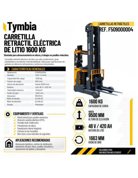 Trolley de lítio retráctil 1600KG TYMBIA