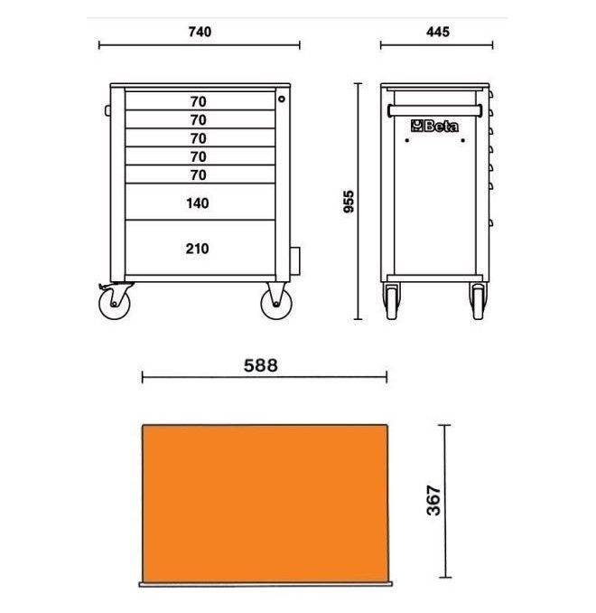 Carts and banks workshops--Mobile Box 7 drawers tools