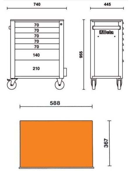 Carts and banks workshops--Mobile Box 7 drawers tools
