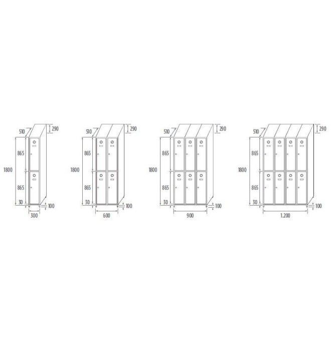 Verrouillages en acier inoxydable 2 portes