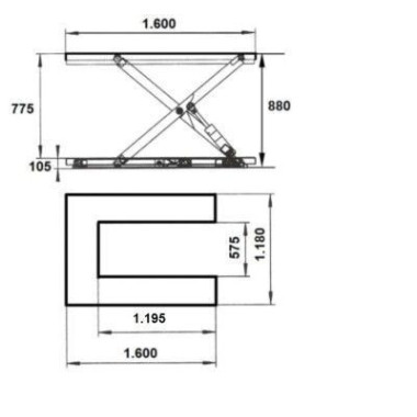 Tavoli elettrici..-Tavolo elevatore elettrico 1500kg a 880mm 1600x1160mm (in U) 2