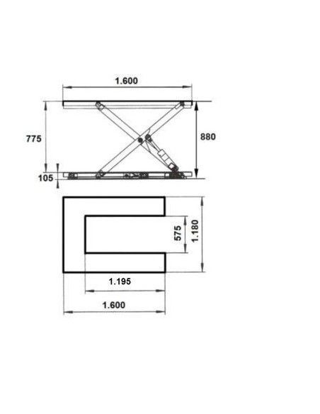 Tavoli elettrici..-Tavolo elevatore elettrico 1500kg a 880mm 1600x1160mm (in U)