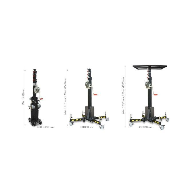 Manuelle Stapler- Manuelles Eleuder 125kg bis 4560 mm (mit Rädern)