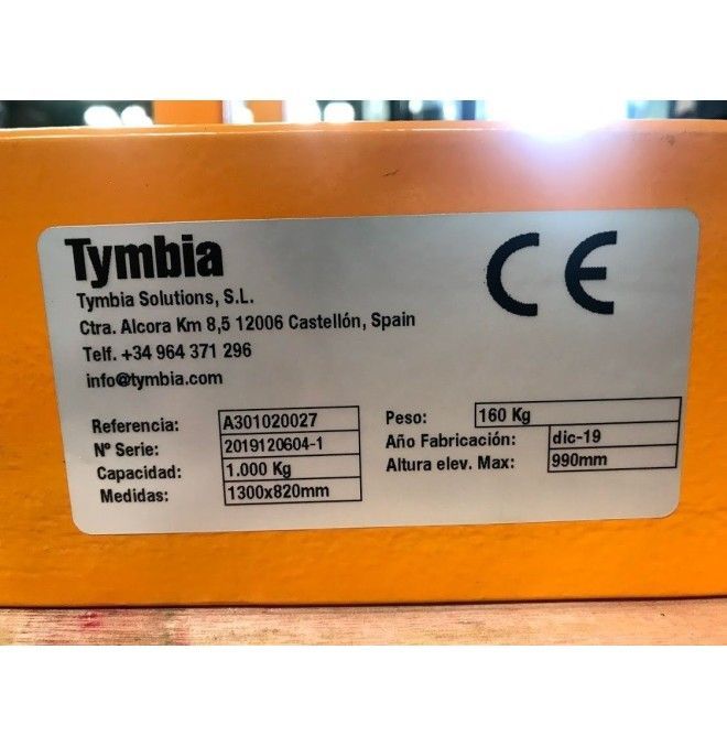 Tables électriques-TYMBIA-Table élévatrice électrique 1000kg à 990mm 1300x820mm