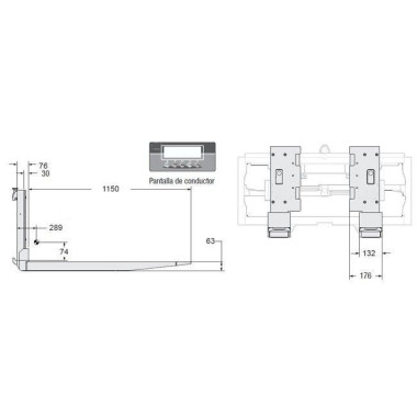 Fourches et Leurs Accessoires-- Trous d'eau 2500kg FEM2A 2