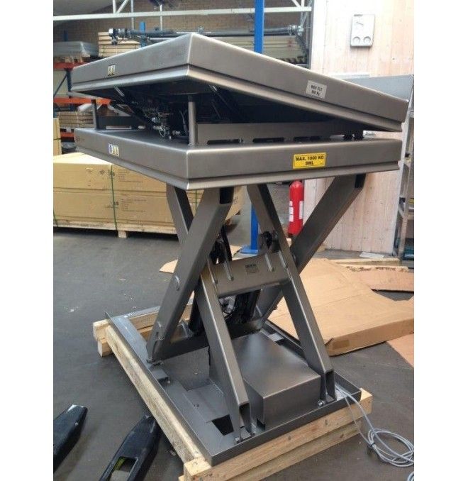 Tavoli elettrici..-Tavolo elevatore elettrico INOX 1000kg a 1050mm 1300x1000mm
